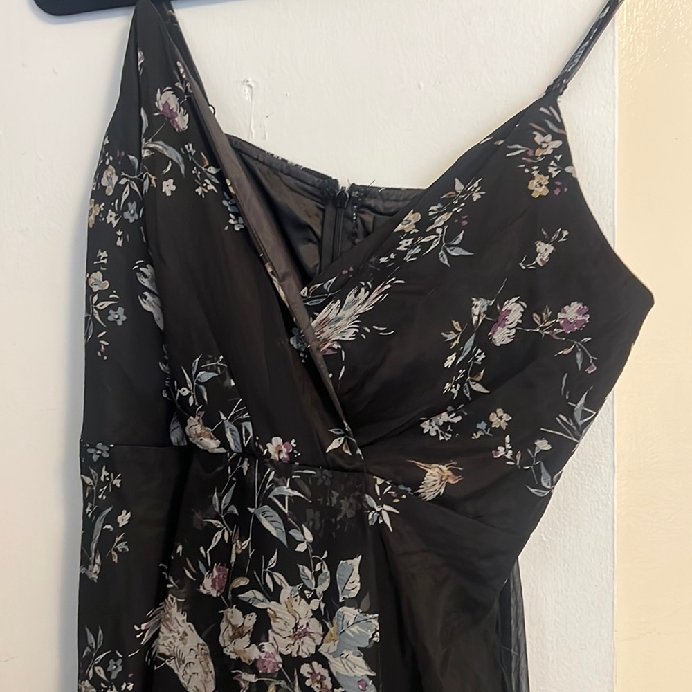 floral never work black long dress